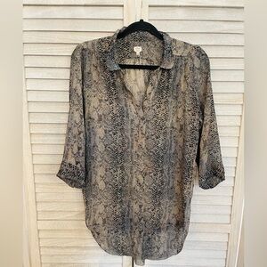 Wilfred 100% Silk Button Up Snake Print Blouse Women’s Size XS